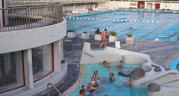 photo of view of Laugardallaug, Reykjavík, Iceland.