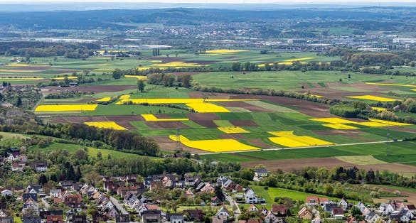 Photo of View from Ehrenbuergstein walberla rock near village Kirchehrenbach, county Forchheim, upper franconia, bavaria, germany.