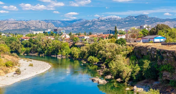 Photo of Podgorica city at Moraca riverside ,Montenegro.
