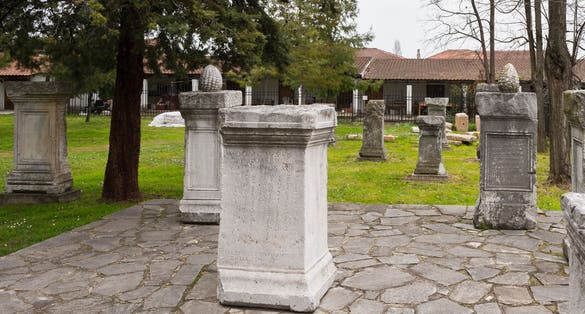 PHOTO OF Exponates near the Archaeological Museum of Dion, Pieria, Central Macedonia, Greece.