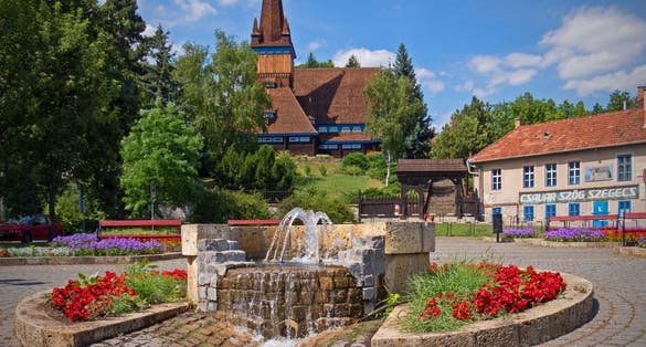 photo of view of The Wooden Church (Hungarian: Deszkatemplom) of Miskolc, Hungary.