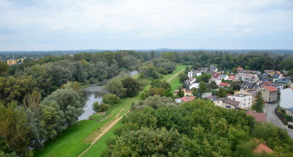 View of city of Oswiecim in Poland.