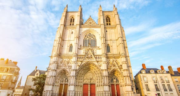 Photo of view on the saint Pierre cathedral in Nantes city in France.