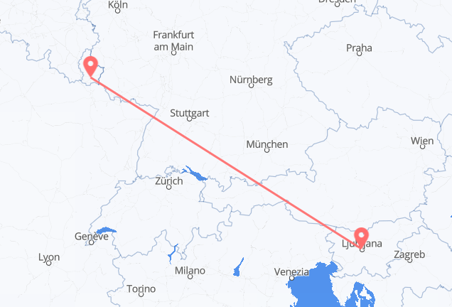 Luxembourg to Ljubljana