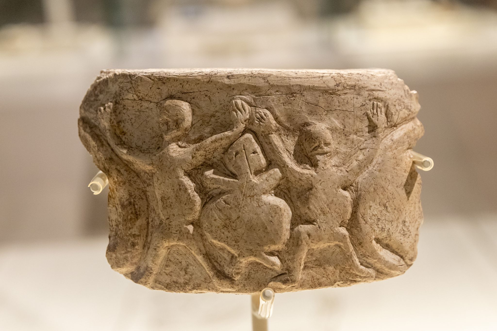 The finds from the Gobeklitepe excavation are exhibited in Sanliurfa archaeological museum in Sanliurfa, Turkey, Gobeklitepe is a Neolithic archaeological site near the city of Sanliurfa