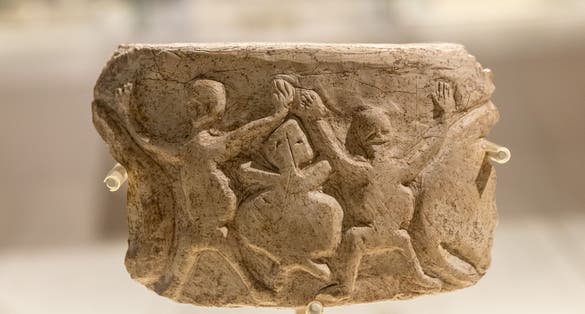 The finds from the Gobeklitepe excavation are exhibited in Sanliurfa archaeological museum in Sanliurfa, Turkey, Gobeklitepe is a Neolithic archaeological site near the city of Sanliurfa