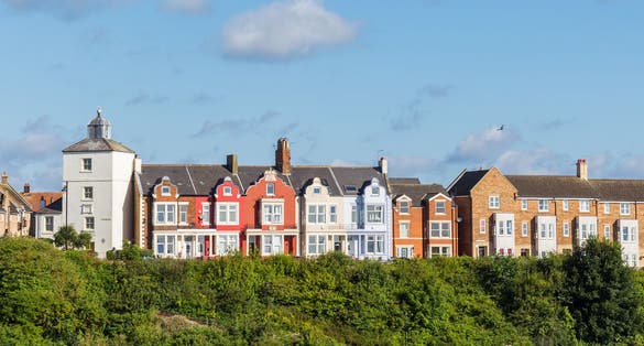 photo  of view of Panorama of houses in North Shields in Newcastle upon Tyne, England