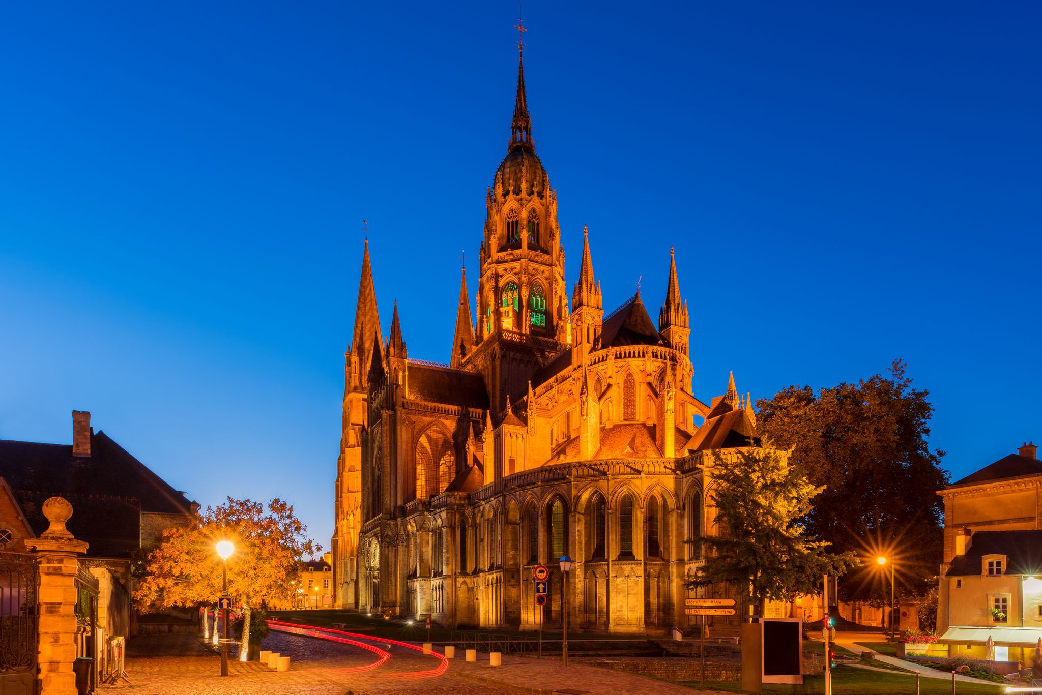 Photo of Cathedral of Bayeux Normandy France at Dusk.