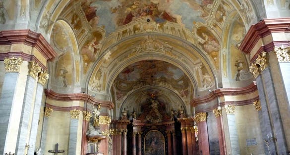photo of view interior Székesfehérvár Basilica, Székesfehérvár, Hungary.