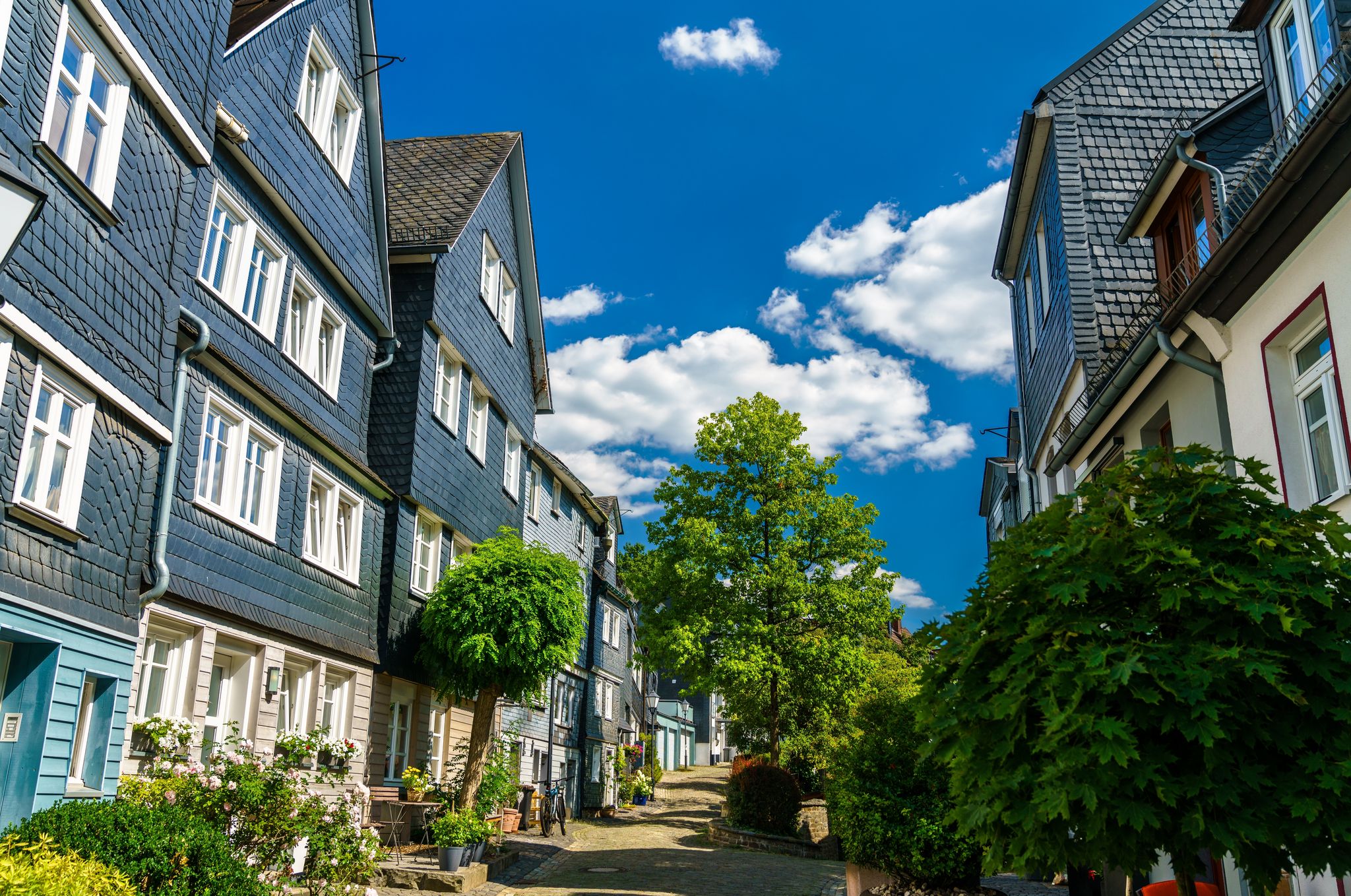Traditional German slate houses in Siegen - North Rhine-Westphalia, Germany