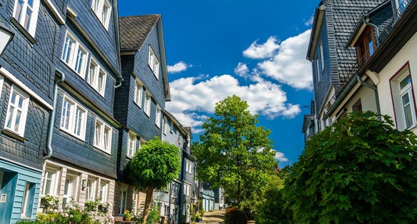 Traditional German slate houses in Siegen - North Rhine-Westphalia, Germany