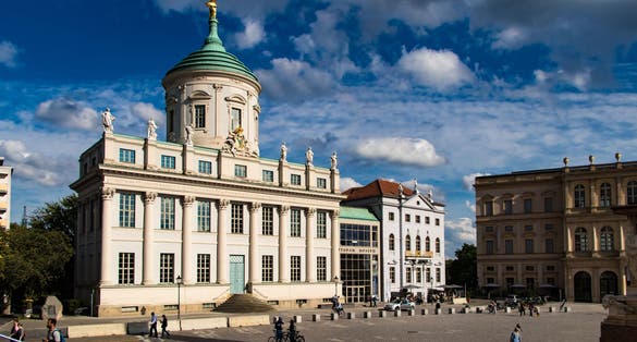 View to Nikolaikirche (St. Nicholas' Church) church in the old town of Potsdam, Brandenburg Germany