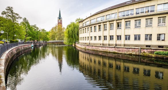 Photo of scenic view over the river Enz in Pforzheim, Germany.