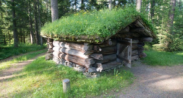 An old historic houses in Elverum, Norway