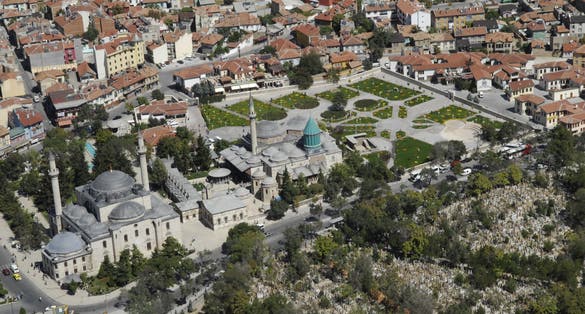 photo of aerial view of Selimiye Mosque in Konya, Turkey.