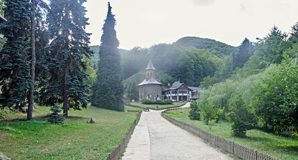 Photo of beautiful old church Prislop Monastery, Romania.
