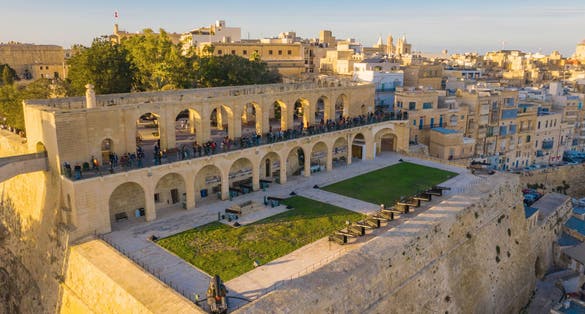 Photo of aerial view of Upper Barrakka Gardens, Valletta, Malta.