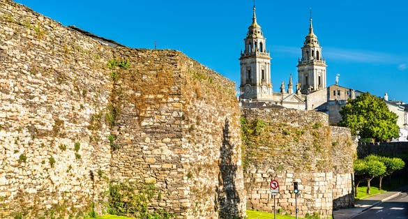 Photo of Roman walls of Lugo , Spain .