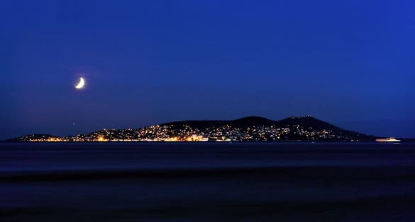 photo of night view of Büyükada in Prince Islands, Istanbul, Turkey.