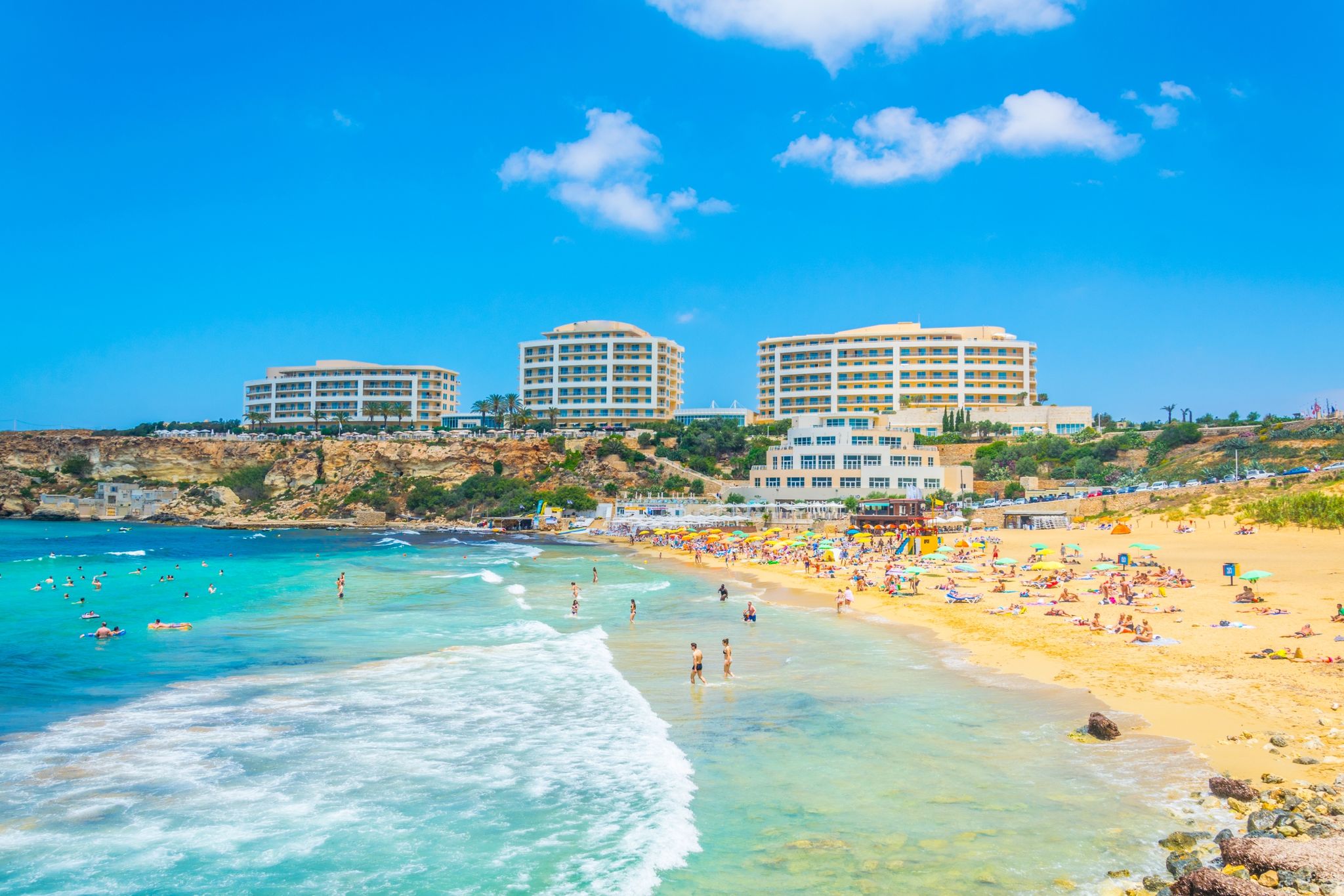 Golden Bay beach on Malta