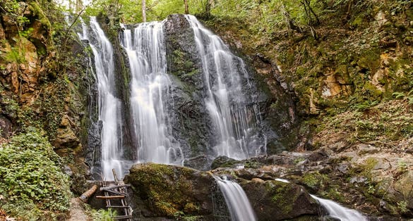Photo of landscape of Koleshino waterfalls cascade in Belasica Mountain, Novo Selo, Republic of North Macedonia.