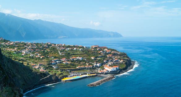 Photo of Side view of the village Ponta Delgada at the North coast of Madeira Island, Portugal.