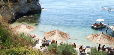 Photo of aerial view of famous sea turtle hatching area of Laganas as seen from Agios Sostis, Zakynthos island, Ionian Greece.