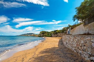Photo of Artemida (Loutsa) beautiful beach is one of the most popular in Attica near Athens, Greece.