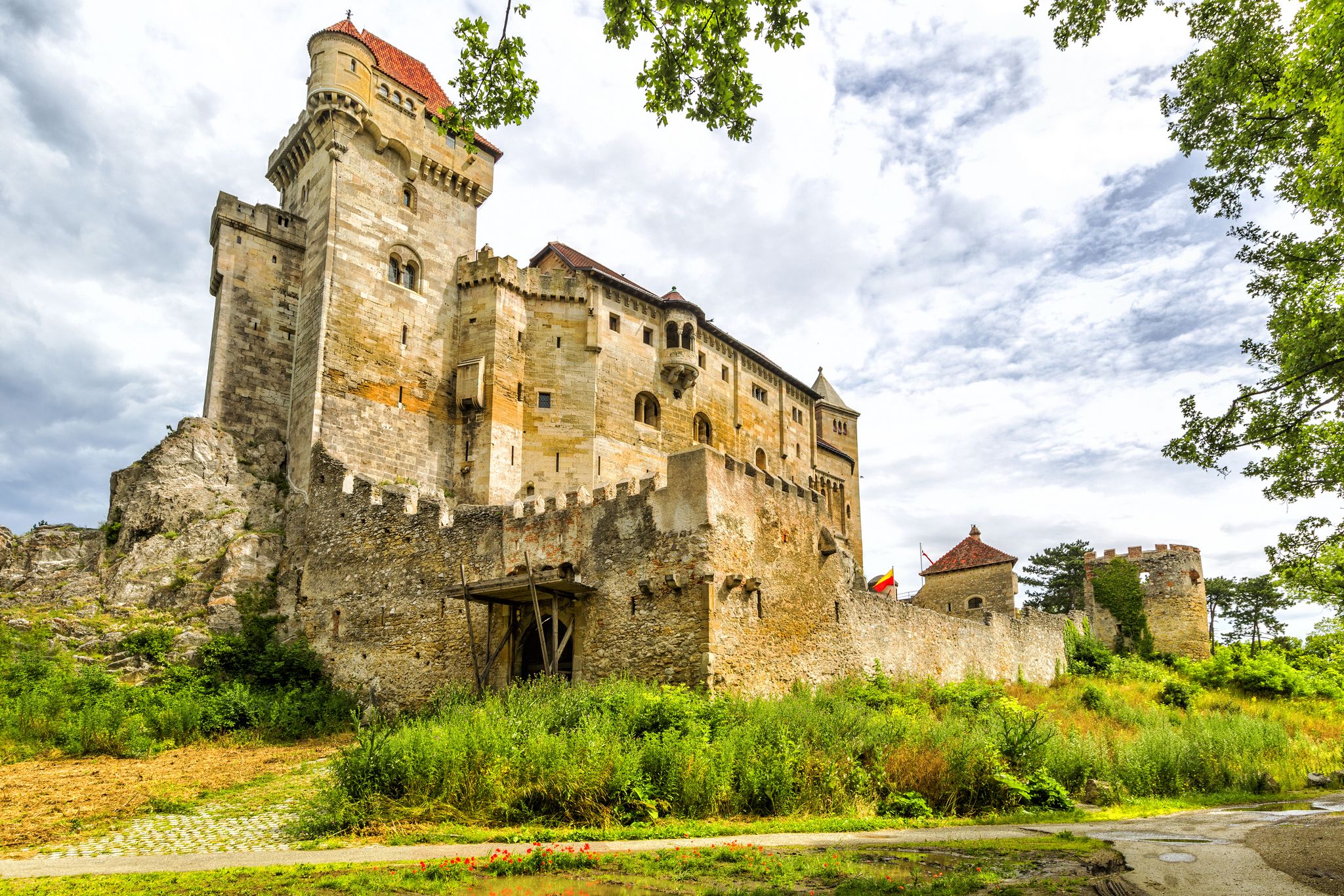 Photo of Liechtenstein Castle is a castle near Maria Enzersdorf in Lower Austria bordering Vienna. It is on the edge of the Wienerwald (Viennese Forest). Was built in the 12th century.