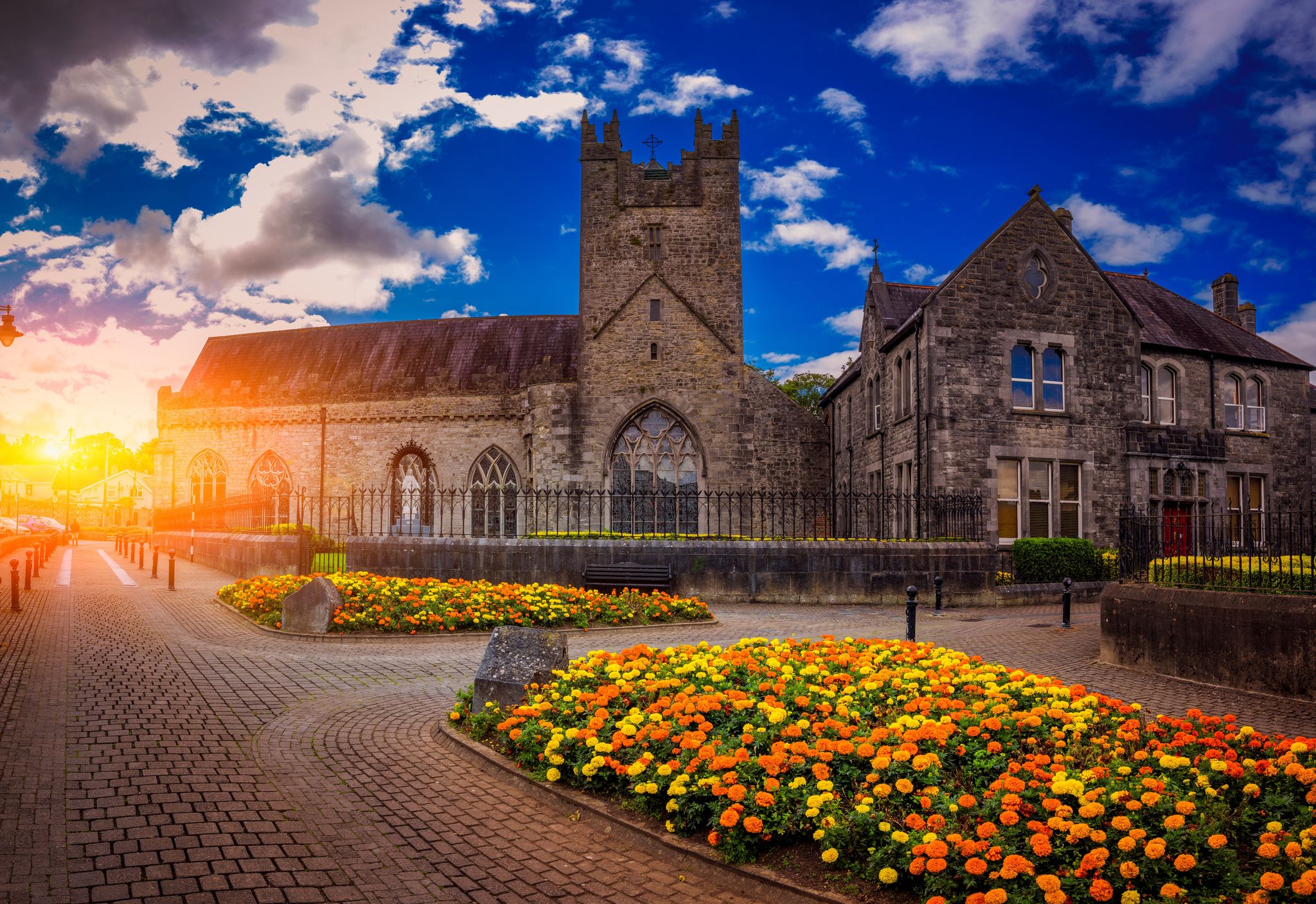 photo of view of The Black Abbey of Kilkenny, Ireland - Sunrise Time.