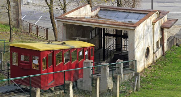 Funicular of Aleksotas in city Kaunas, Lithuania