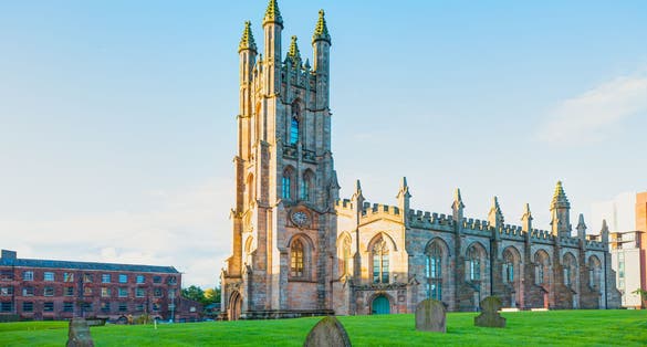 Photo of Manchester Cathedral in Manchester, UK.