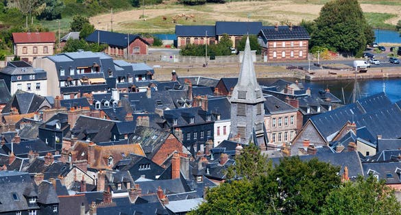 photo of view of Aerial view of the Clocher Sainte-Catherine in Honfleur, Calvados.
