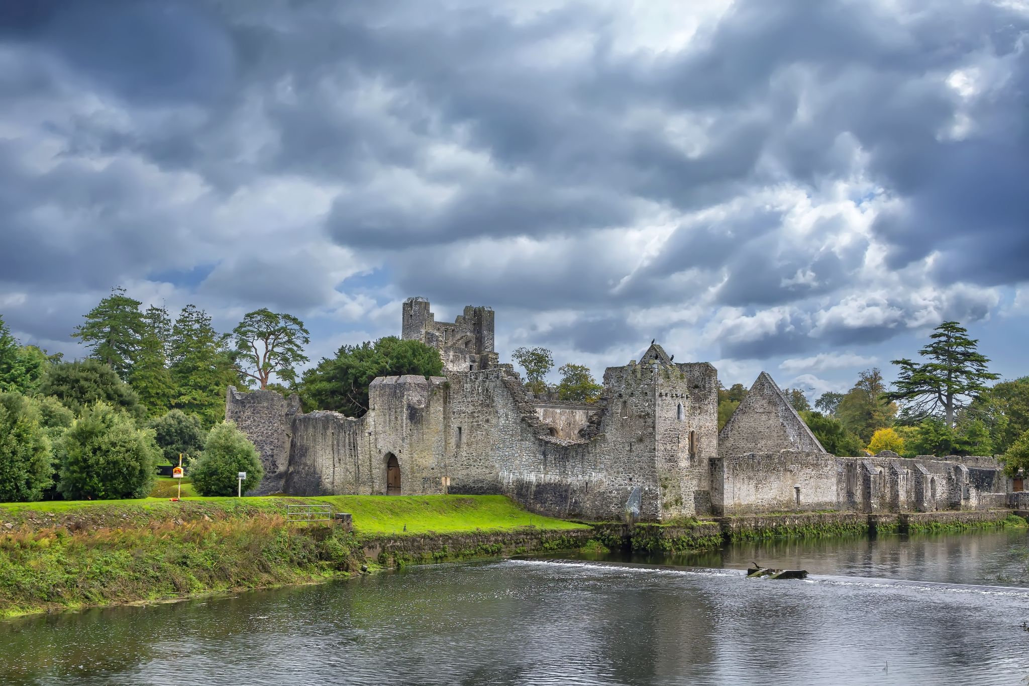 photo of view of Adare Desmond Castle ruins in Adare, County Limerick, Ireland.