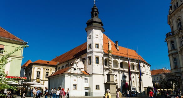 Photo of cityscape of maribor, marburg, tourist destination in slovenia, europe.