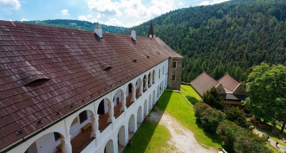 Photo of beautiful medieval castle Velhartice in Bohemian Forest ,Sumava mountains, Czech Republic.