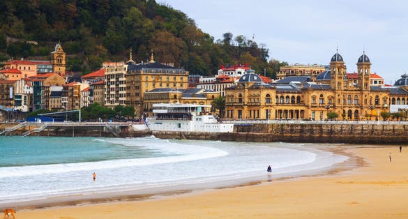 Photo of La Concha beach in autumn day at San Sebastian. Spain.