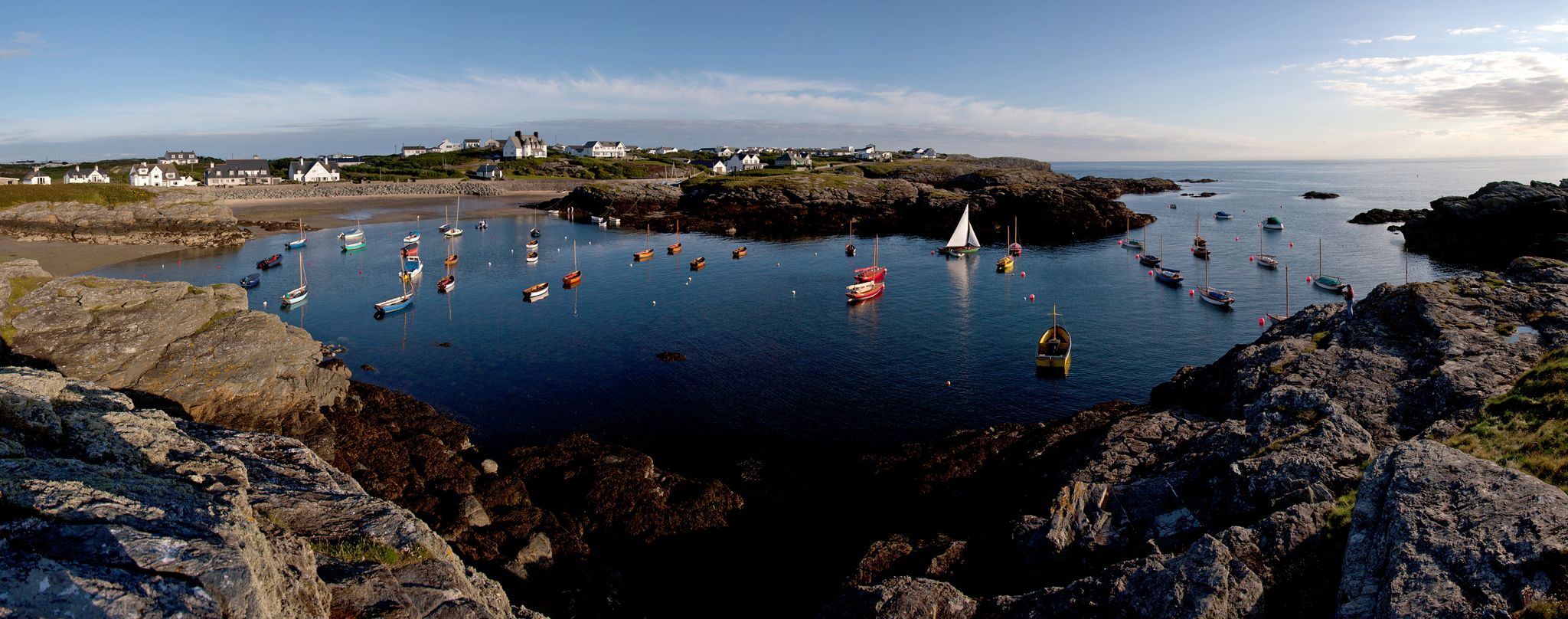 Porth Diana where Trearddur bay Sailing Club moor their yachts and boats.