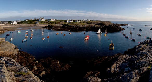Porth Diana where Trearddur bay Sailing Club moor their yachts and boats.