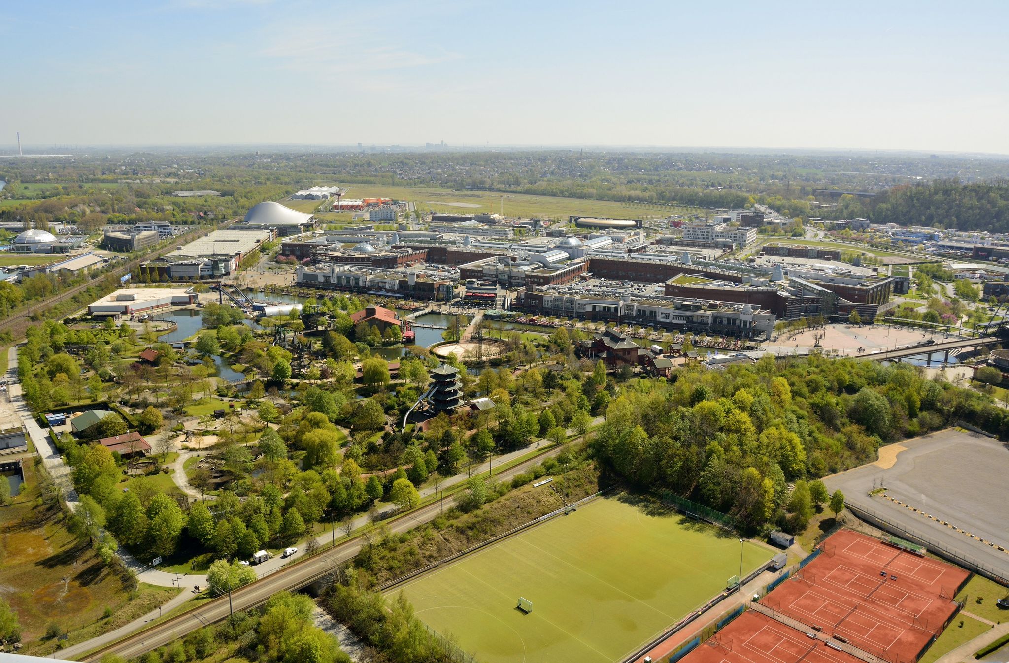 Photo of aerial view over Oberhausen, Germany.