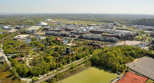 Photo of aerial view over Oberhausen, Germany.