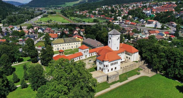 photo of view of Aerial view of Budatinsky Castle in Zilina, Slovakia.