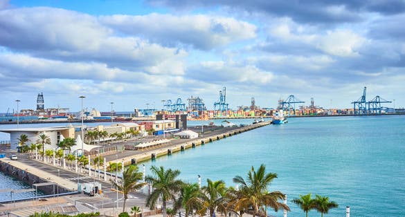 Photo of commercial Harbor of Las Palmas.
