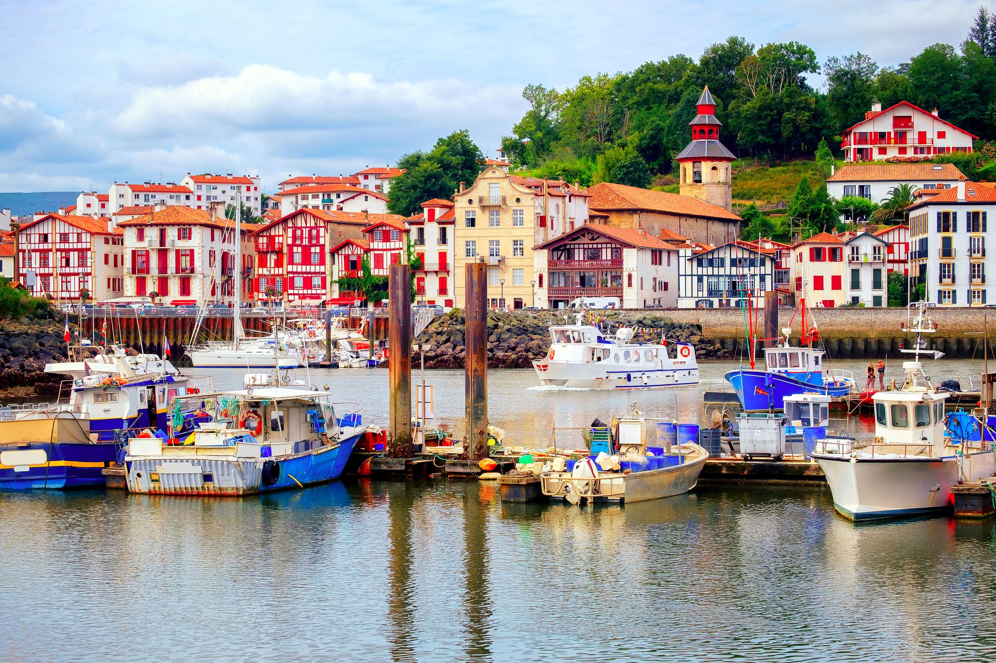 photo of an aerial view above Saint-Jean-de-Luz is a fishing town at the mouth of the Nivelle river, in southwest France’s Basque country. 