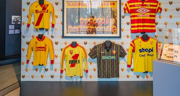 Exhibition of RC Lens in the Louvre-Lens, France. RC Lens,is a French football club based in the northern city of Lens.