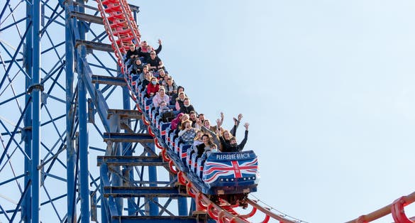 Thrill seekers enjoying the Pepsi Max Big One rollercoaster ride.
