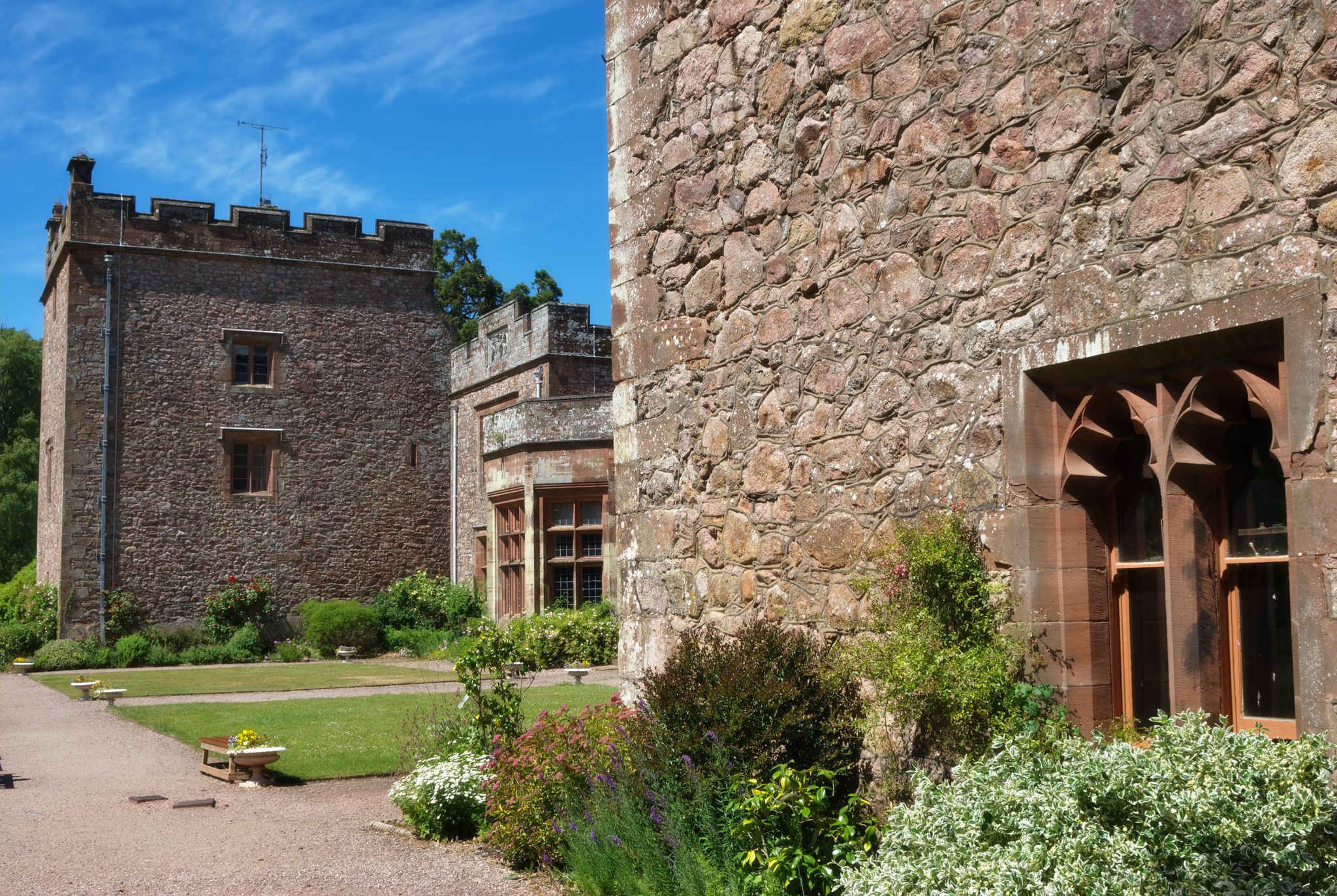 Photo of details of Muncaster Castle in the English Lake District in Cumbria, UK.