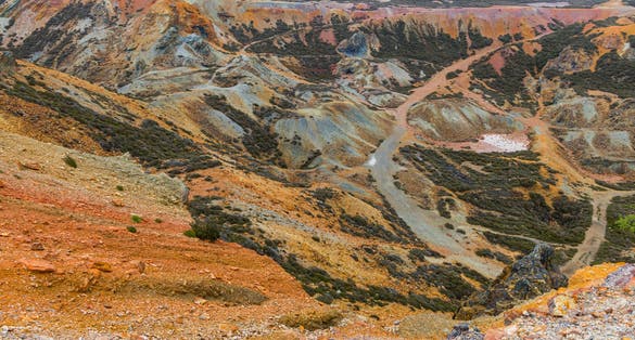Views and colours of Parys Mountain, Anglesea, North Wales.