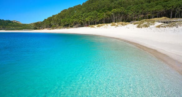 Photo of Islas Cies islands Rodas beach turquoise of Vigo of Galicia Spain.