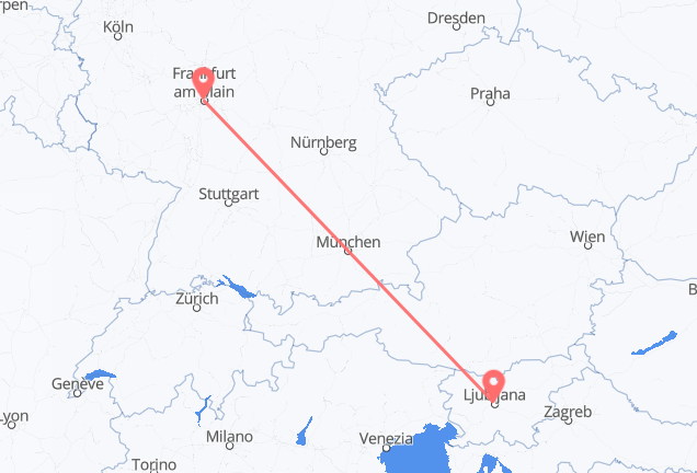 Frankfurt am Main nach Ljubljana